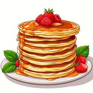 Оладьи с мёдом и ягодами