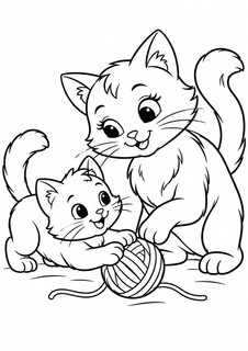 Котенок с кошкой-мамой