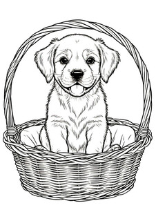 Щенок в корзинке